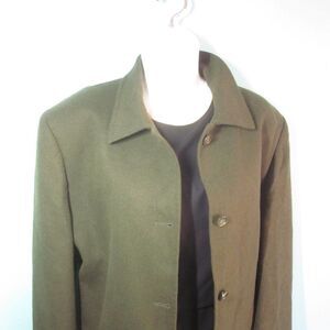 Sfi Femme Nordstrom Womens Size 14 Vintage Olive Green Camel Hair Wool Coat